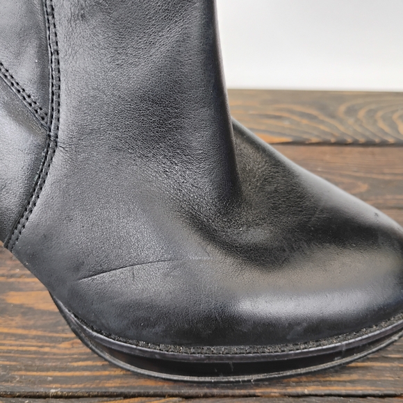 Arturo Chiang Primo Ankle Boots Size 8M Platform Black Leather Buckle Belt ZipUp - Picture 11 of 16